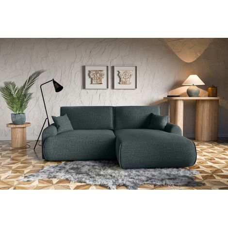 Divano letto angolare destro con vano contenitore Noboo in nero direttamente dal produttore, consegna e installazione gratuite (1/5)