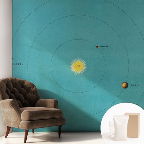 Carta Da Parati - Mural - Con Sala Da Pranzo - Camera Da Letto - Cameretta - Con Colla Gratuita Sistema cosmico 250x250 cm (1/5)