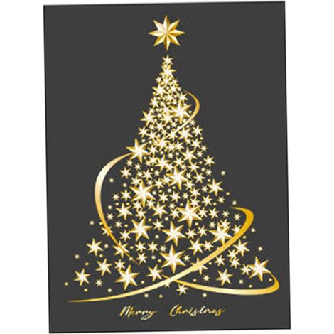 Autocollant Noël PVC doré – sapin 78,7x55,9 cm vitrine magasin murale (1/4)