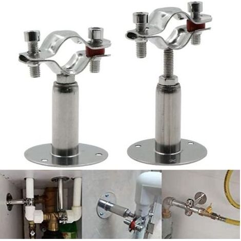 Collier de fixation murale en acier inoxydable 304 – Réglable 50-100mm pour tuyaux 25-27mm – 3 trous de vis – Lot de 2 pièces (1/5)