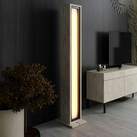 Lampadaire colonne LED décor travertin à télécommande AURA