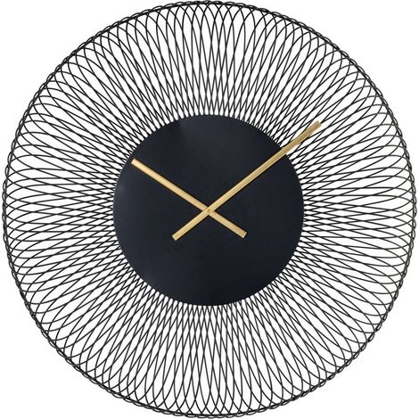Horloge murale moderne en fil de fer - noir et doré (1/4)
