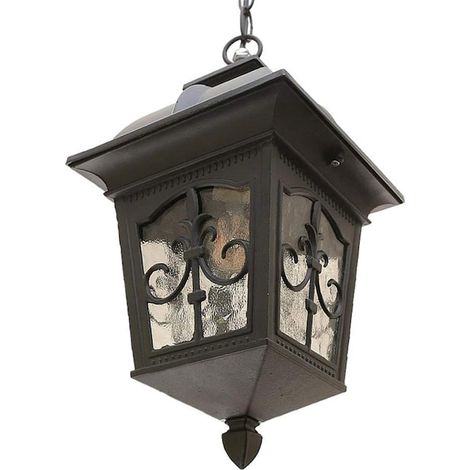 Lustra exterior, QttvbTna, aluminiu si sticla, negru, 18x36cm (1/5)
