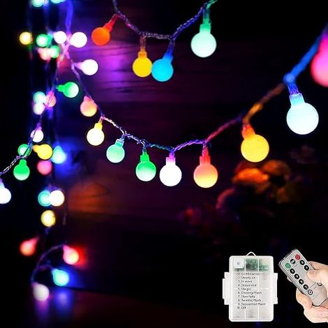 Battery Operated String Lights Outdoor/Indoor 40 LED 8 Modes 5M with Remote Control, IP65 Waterproof, Suitable for Halloween Decoration, Balcony, Garden, Party Decoration (Color) (1/5)