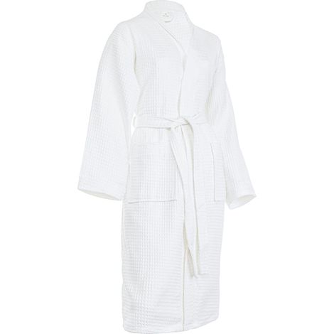 Unisex Lightweight Cotton Piqué Bathrobe  Shawl Collar, Tie Belt, Absorbent, Machine Washable (1/5)