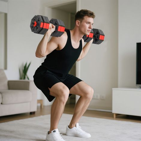 Ensemble d'haltères 4 en 1 réglables jusqu’à 25 kg – haltères et barres polyvalentes pour musculation, fitness et entraînement à domicile (1/4)