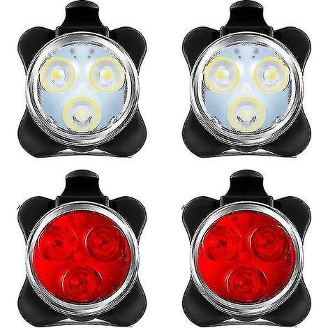 KLVGTIFS PU - Lot de 4 éclairages LED rechargeables USB pour vélo (avant et arrière) Xixi (1/5)