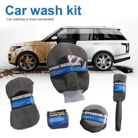 Kit de nettoyage de voiture, 9 pièces, soins automobiles, comprenant  serviettes en microfibre  tampons applicateurs (1/5)