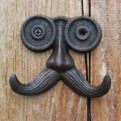Dekorative Wandhaken aus Gusseisen, Tiermotiv, Garderobenhaken, robuste Haken für Hüte, Schlüssel, Mäntel (mit Bart), schwarz (1/5)