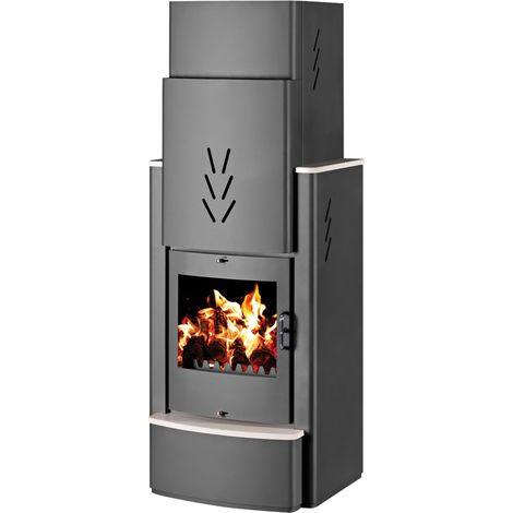 V05 – Poêle à bois 16 kW – Puissance 16 kW – Rendement 76,87 % – Évacuation fumées Ø150 mm – Revêtement pierre naturelle (1/2)