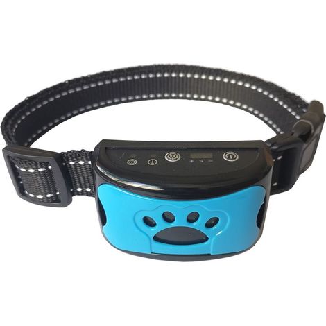 Collier Anti-aboiement Chien Rechargeable Automatique Collier de Dressage avec Son/Vibration sans Choc 7 Niveaux de Sensibilité pour Chiens de Taille Moyenne - Bleu (1/5)