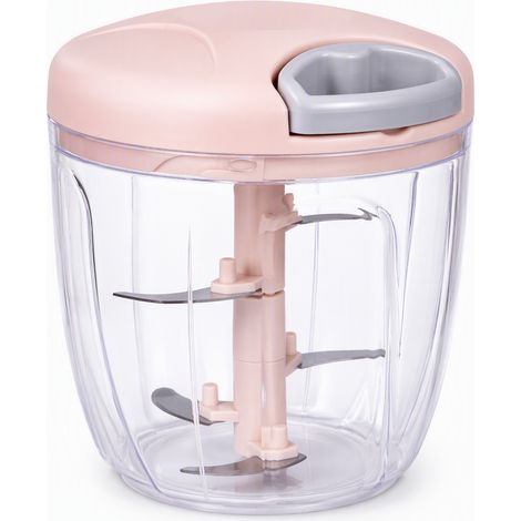 Hachoir à ail à tirette 900 ml rose nordique à cinq lames — mini hachoir manuel pour ail et viande (1/5)