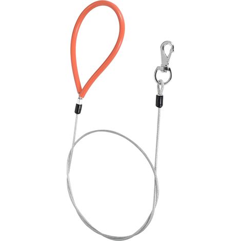 Dog Lead in Steel Wire Bite Resistant Metal Cable Braided Cord Non Chewable Sturdy Handle Comfortable Chew Resistant for Small Medium Large Dogs (Orange) (1/5)