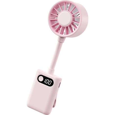 Ventilateur USB rose réglable rechargeable, circulation d'air silencieuse avec écran numérique, mini ventilateur portable pour bureau, voyage, camping et maison (1/5)