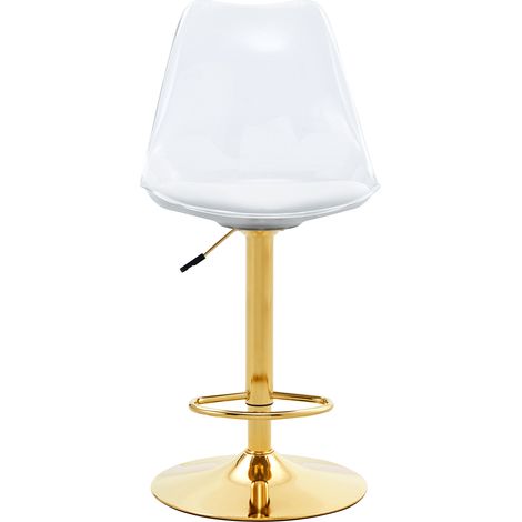 ELVMI Set di 2 Sgabelli da Bar Regolabili e Girevoli, Schienale Trasparente, Metallo e Plastica, Oro e Trasparente (1/5)