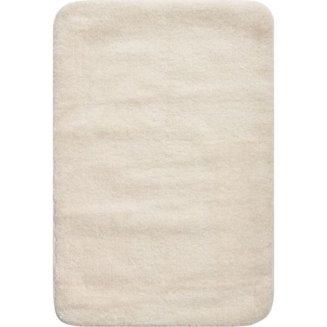 Bath Mat Off-White Microfibre 60 x 90 cm Non-Slip Backing Soft Rectangular Bathroom Accessories URLANA