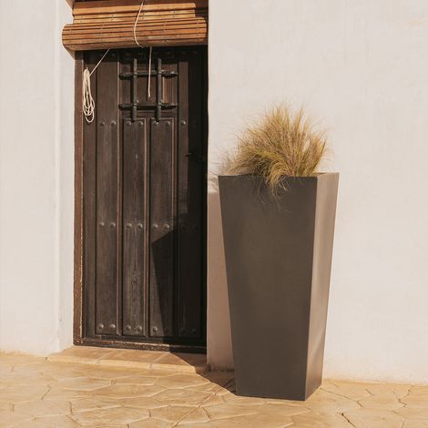 MELISA 40 Macetero Cuadrado y Alto de Interior y Exterior Para Plantas y Flores Muy Resistente al Paso del Tiempo. Hecho de Polietileno en España- Antracita