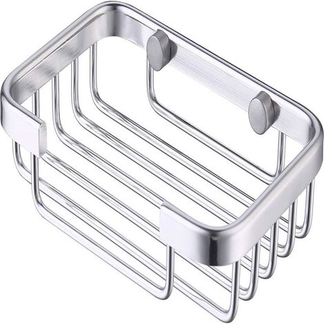 TuseRxln Porte-savon mural - Porte-savon - Support mural en aluminium pour salle de bain ou cuisine - 1 pièce - Argent (1/5)