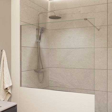 Swiss Aqua Technologies – Paroi de douche fixe 110x100cm – Verre transparent 8 mm Easy Clean – Bras et profilés chrome brillant – SATBWIS110PR (1/5)
