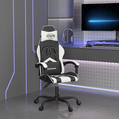 vidaXL Chaise de jeu Noir et blanc Similicuir (1/5)