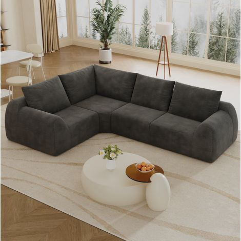 Divano angolare L 267 cm in tessuto chenille grigio scuro, senza montaggio (1/5)