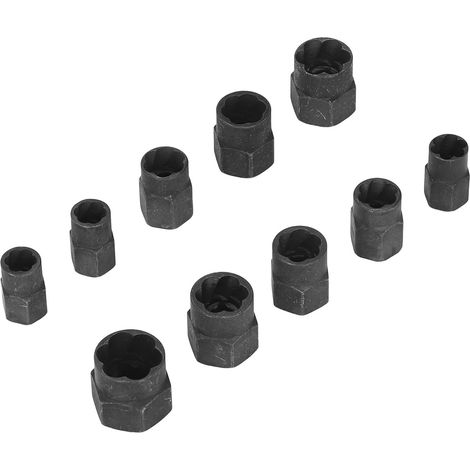 Jeu de 10 douilles extractrices pour boulons et vis cassés, tailles multiples pour écrous et goujons de roue