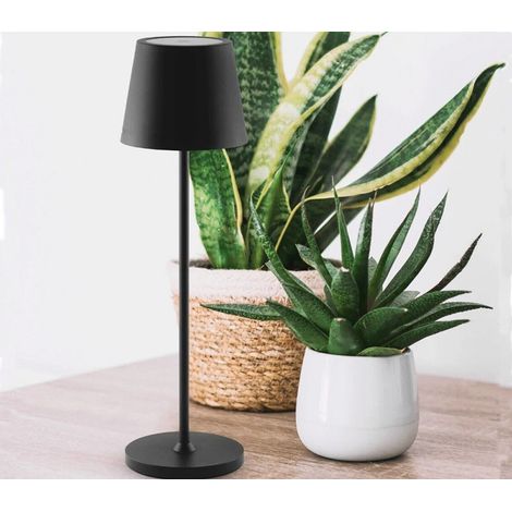 Lampada luce led da tavolo touch ricaricabile usb con 3 tonalità di colore senza fili Nero