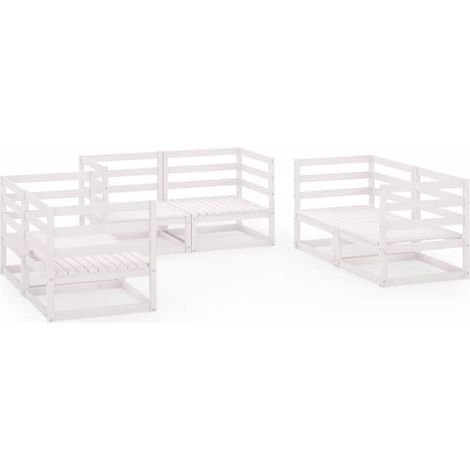 Maison Exclusive - Set Divani da Giardino 6 pz Bianco in Legno Massello di Pino (1/5)