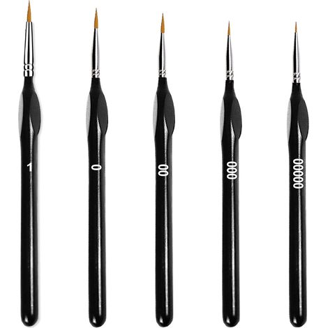 Détail Pinceau,5 Pièces Petits Pinceaux D'artiste pour Acrylique Peinture à L'aquarelle Gouache Fabrication de Modèles (1/5)