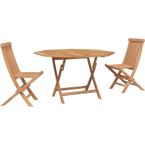 Set Bistro da Giardino 3 pcs Marrone Legno Teak Massello vidaXL