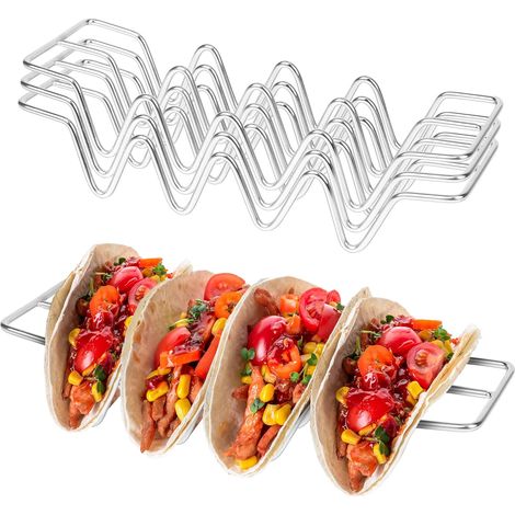 Bandeja de torre de acero inoxidable, ideal para taquerías y regalos. Cada bandeja tiene capacidad para 4 papas fritas y tortillas. Se puede usar en el horno para hornear, asar y asar. 3 piezas segura