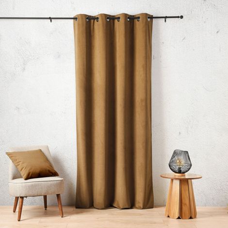 Rideau thermique aspect velours « Baltic » 135 x 260 cm – 410 g - 135x260cm - Moutarde (1/2)