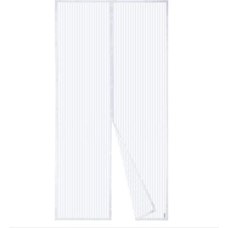 (120x220cm, Blanc)Moustiquaire Magnétique Pour Porte, Rideau en Maille, Joint Magnétique de Haut en Bas avec Fermeture Automatique, Maintient