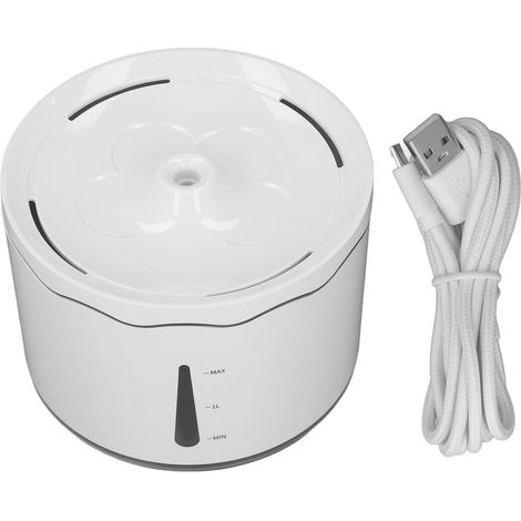 Fontaine à eau automatique pour chiens et chats, d'une grande capacité de 1,8 L, de couleur blanche. Équipée d'un système anti-brûlure à sec.-AquaForge (1/5)