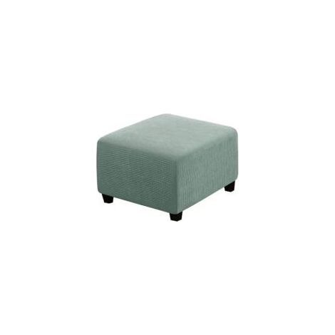 Dehnbarer Elastanbezug für quadratischen Pouf – Flecken- und reißfest – Einfache Anbringung mit Gummizug – Graugrün (1/5)
