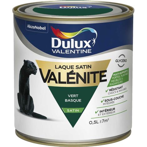 Peinture Laque Valénite Satin Vert Basque (RAL 6005) 0,5 L - Dulux Valentine