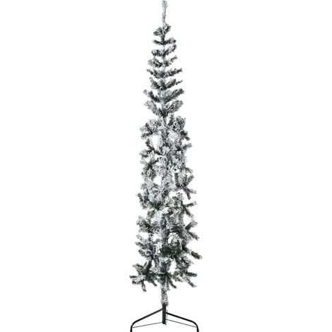 Demi sapin de Noël artificiel mince avec neige floquée-Décoration de Fête pour Noël 240 cm 549631 (1/5)