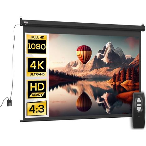 SCHERMO PER PROIETTORE 100" FORMATO 4:3 REGOLABILE CON TELECOMANDO. 203X152CM. NERO (1/5)