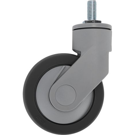 Roulette silencieuse 4 po en TPR avec tige filetée M12 - Accessoires de roulement inférieurs pour meubles et équipements (1/5)