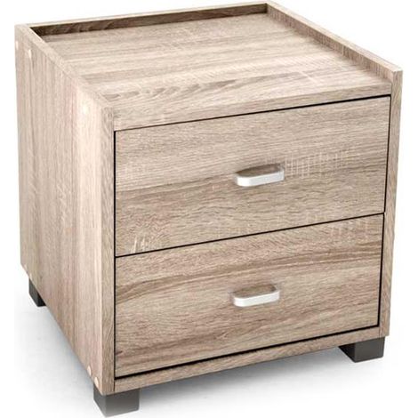 Comodino 2 casetti legno Atena rovere naturale truciolare 43x40x44 cm