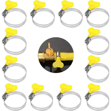 12pcs 9-16mm Stainless Steel Hose Clamps for Pipe Fastening (1/5)