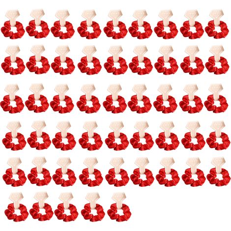 50 paquetes de gomas elásticas de satén para el cabello (rojas) (1/5)