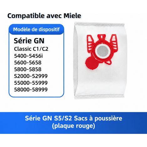 Sac d'aspirateur compatible Miele série GN S2000 plaque rouge 1 pièce s2000 réf 3960 10 g – Livraison gratuite