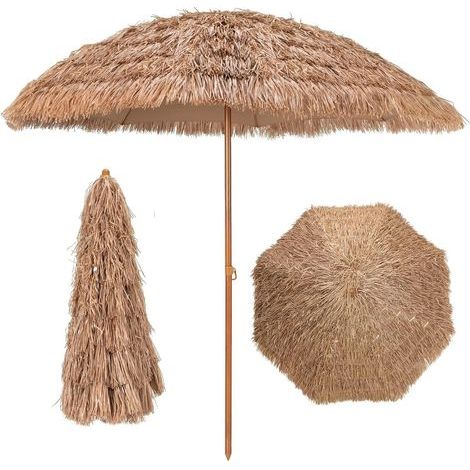 Sonnenschirm aus PP-Stroh, 175 cm, neigbarer Strandschirm im hawaiianischen Stil mit Tragetasche, 8 Rippen, höhenverstellbar von 140–190 cm, Sockel nicht im Lieferumfang enthalten (1/5)