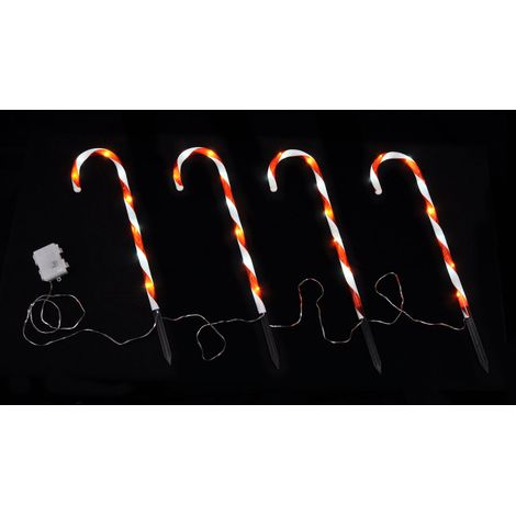 LED Zuckerstangen - 4er Set - beleuchtete Weihnachts Dekoration warm weiss