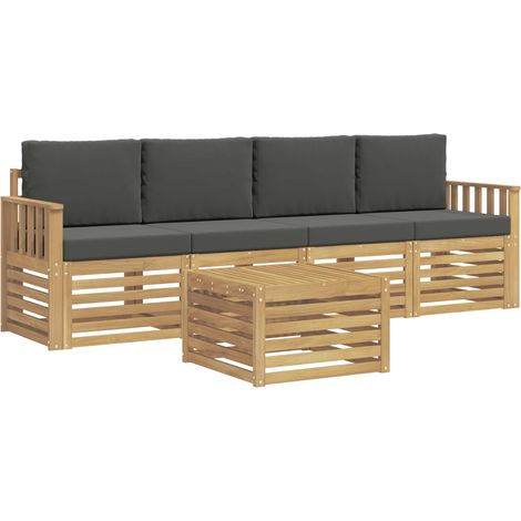 Ensemble de canapés d'extérieur 5 pc Blanc et anthracite vidaXL (1/5)