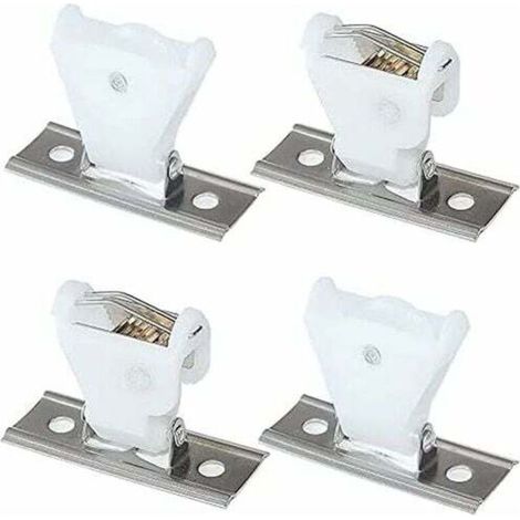 Lot de 4 Mécanismes Verrouillage Cordon Poulie Pivotante Plastique Blanc Support Acier Inoxydable Stores Romain Bois Tissé Bambou- (1/4)
