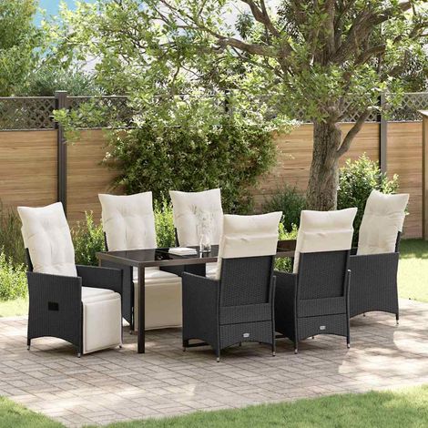 Conjunto de Comedor de Jardín 7 pcs Negro ratán sintético vidaXL (1/5)
