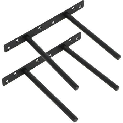 Lot de 2 Support pour Étagère Flottante Invisible Support en Métal pour Tablette Flottante en Bois Dissimulé à Fixation Murale, Finition Noire Mate en Acier Inoxydable, 2 Pcs