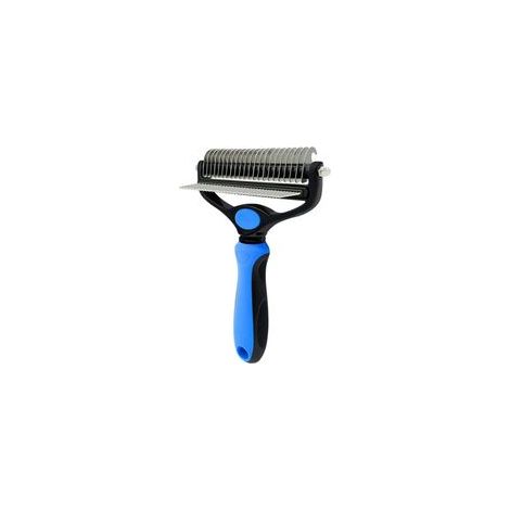 Kit D'outils de Peigne de Démêlage de Toilettage Râteau à Lame Double Face 2 en 1 Râteau pour Animaux de Compagnie et Peignes de Massage pour Chats Chiens (Bleu)